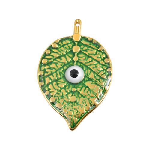 Enamel Stainless Steel Pendant, 304 Stainless Steel, Leaf, gold color plated, DIY, mixed colors 