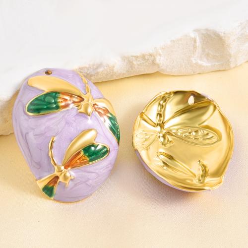 Enamel Stainless Steel Pendant, 304 Stainless Steel, Dragonfly, plated, DIY, mixed colors 