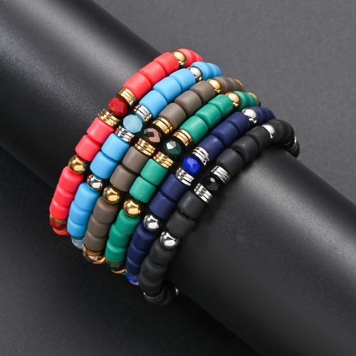 ポリマー粘土のブレスレット, ポリマークレイ, とともに クリスタル & ステンレス, 真空めっき, 弾性 & ユニセックス & マット, 無色, 6mm, 長さ:約 18.3 センチ, 売り手 ストランド