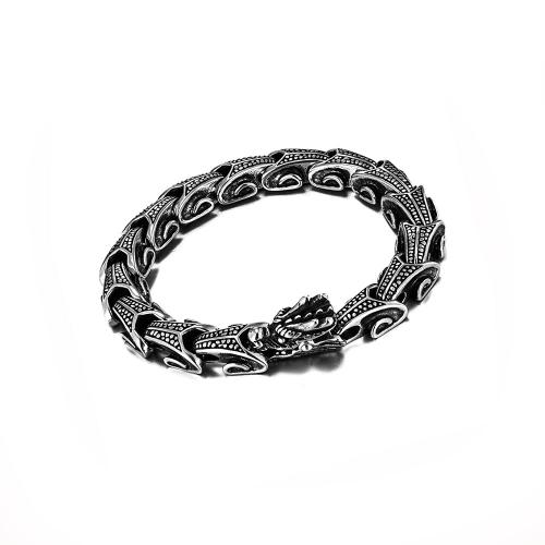 Acier inoxydable 304 bracelet, dragon, poli, Vintage & pour homme Environ 8.7 pouce, Vendu par PC
