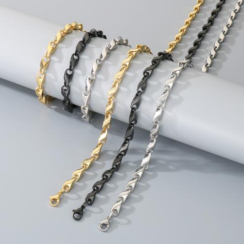 Acier inoxydable 304 Collier et bracelet, Placage, 2 pièces & unisexe, plus de couleurs à choisir, Vendu par fixé