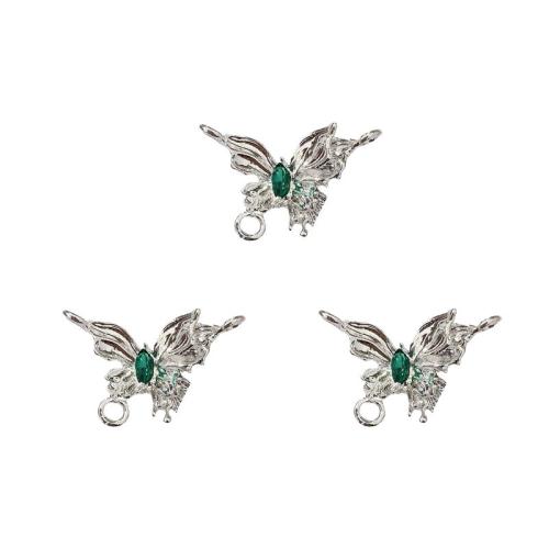 Zinc Alloy Animal Pendants, Butterfly, plated, DIY & with rhinestone 