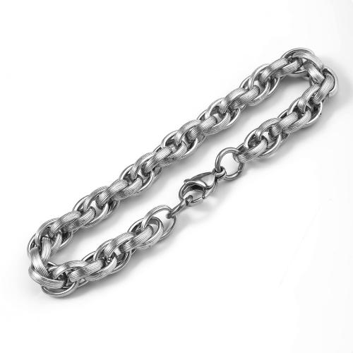 Acier inoxydable 304 bracelet, poli, bijoux de mode & pour homme, couleur originale Vendu par PC