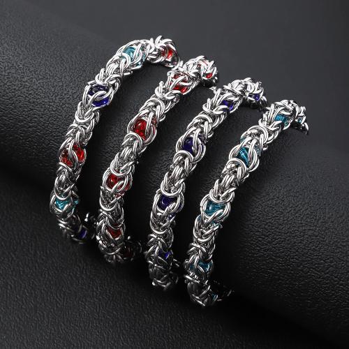 Acier inoxydable 304 bracelet, avec Gemme synthétique, poli, bijoux de mode & pour homme, plus de couleurs à choisir, Vendu par PC