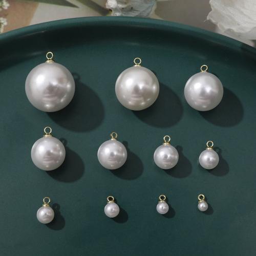 Fashion Plastic Pendants, Plastic Pearl, gold color plated, DIY 4-20mm 