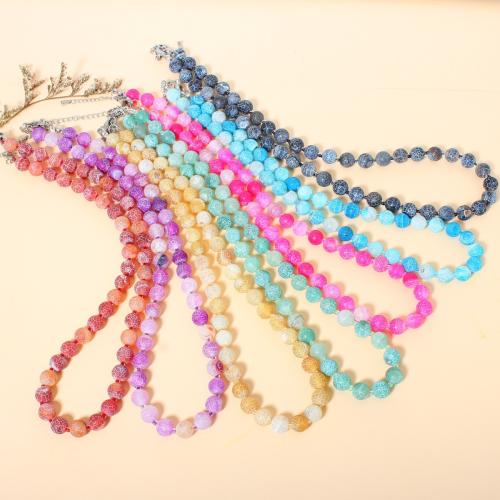 Agate Necklace, Effloresce Agate, with Glass Beads & 304 Stainless Steel, fashion jewelry 8mm cm 