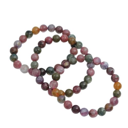 Tourmaline Bracelet, fashion jewelry, mixed colors, 8-9MM Approx 21 cm 
