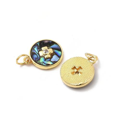 Colgante de concha de abulón, metal, con Nácar de Abulón, chapado, Bricolaje & micro arcilla de zirconia cúbica, más colores para la opción, 20PCs/Bolsa, Vendido por Bolsa