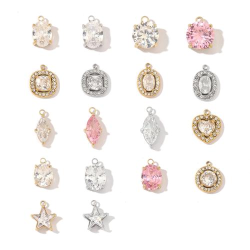 colgantes del acero inoxidable con cúbico zirconia, acero inoxidable 304, chapado, Bricolaje & diferentes estilos para la opción & micro arcilla de zirconia cúbica, Vendido por UD