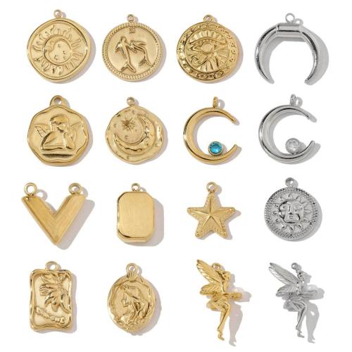 Stainless Steel Pendants, 304 Stainless Steel, plated, DIY & with rhinestone 