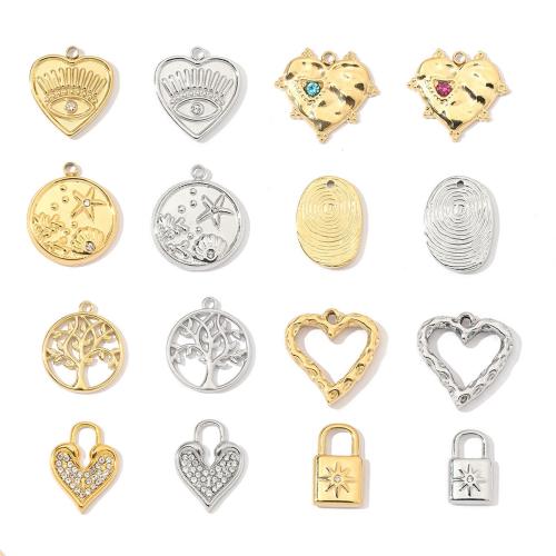 Stainless Steel Pendants, 304 Stainless Steel, plated, DIY & with rhinestone 