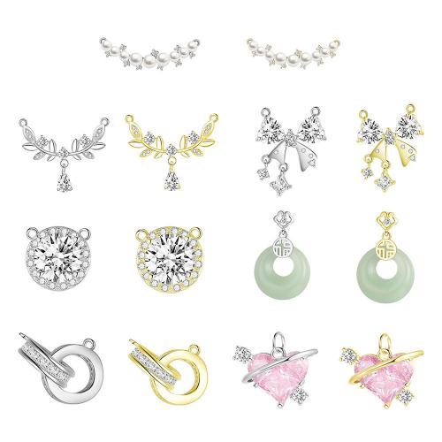 Cubic Zirconia Micro Pave Brass Pendant, with ABS Plastic Pearl & Lampwork, plated, DIY & micro pave cubic zirconia 