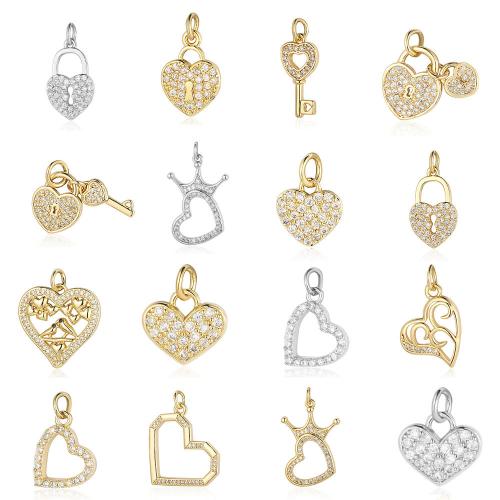 Cubic Zirconia Micro Pave Brass Pendant, plated, DIY & micro pave cubic zirconia 
