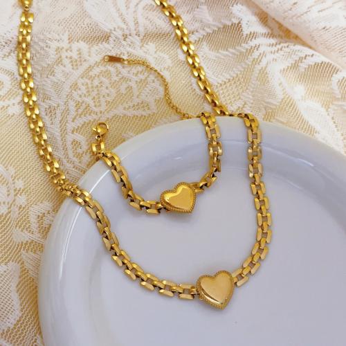 Нержавеющая сталь 304 Ожерелье и Браслет, Сердце, Другое покрытие, ювелирные изделия моды & разные стили для выбора & Женский, продается PC