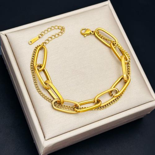 Acier inoxydable 304 bracelet, Placage, Double couche & bijoux de mode & pour femme, plus de couleurs à choisir Environ 6 pouce, Vendu par PC