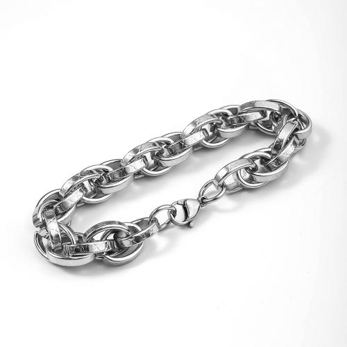 Acier inoxydable 304 bracelet, poli, bijoux de mode & pour homme, couleur originale Vendu par PC