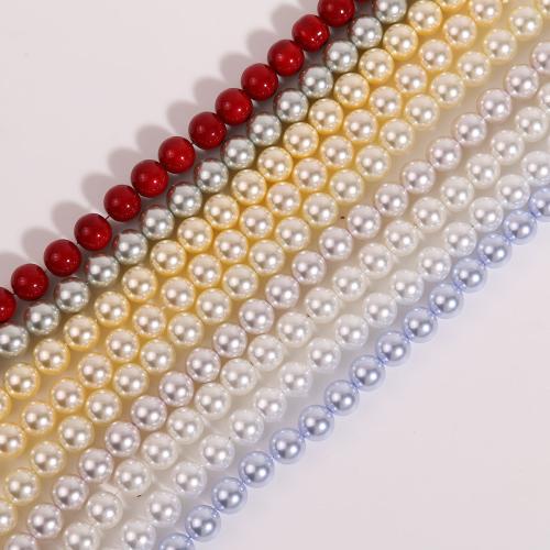 Perlmuttartige Glasperlen, goldfarben plattiert, DIY, keine, 10x10mm, 10PCs/Tasche, verkauft von Tasche