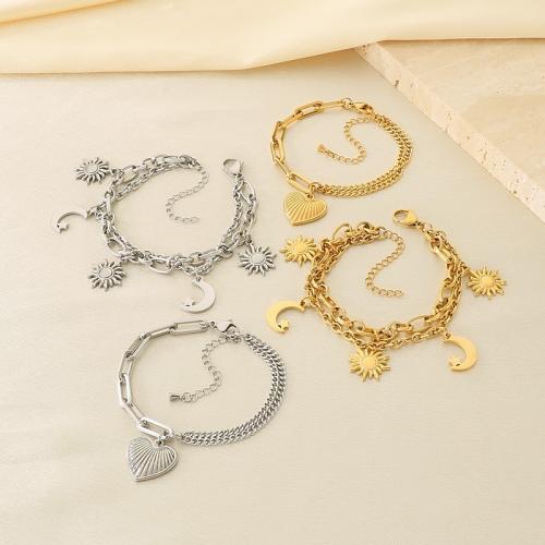 Acero inoxidable Pulsera con dijes, acero inoxidable 304, chapado en color dorado, Joyería, más colores para la opción, Vendido por UD