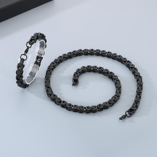 Наборы ювелирных украшений из нержавеющей стали, Нержавеющая сталь 304, браслет & ожерелье, плакирован золотом, ювелирные изделия моды, Много цветов для выбора, продается PC