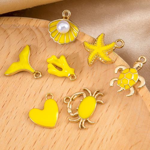 Colgantes de esmalte de la aleación del cinc, aleación de zinc, con Perlas plásticas, chapado, Bricolaje, más colores para la opción, 100PCs/Bolsa, Vendido por Bolsa