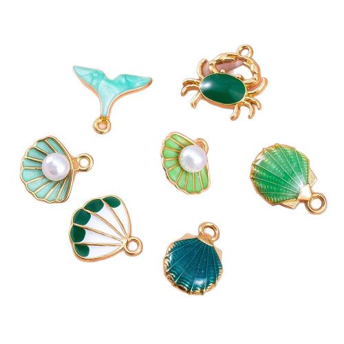 Colgantes de esmalte de la aleación del cinc, aleación de zinc, con Perlas plásticas, chapado, Bricolaje, más colores para la opción, 100PCs/Bolsa, Vendido por Bolsa