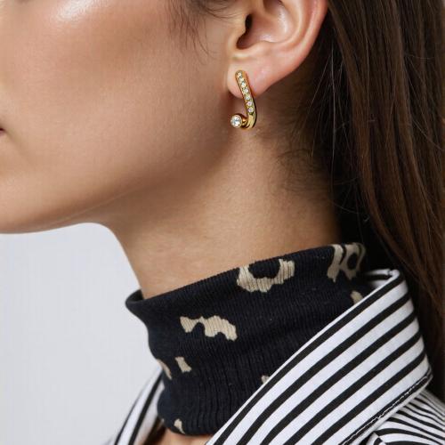 clou d'oreille en acier inoxydable avec stras, Acier inoxydable 304, Placage, bijoux de mode & avec strass, plus de couleurs à choisir, Vendu par paire