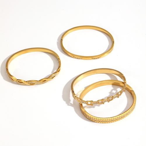 Bracelet en acier inoxydable, Acier inoxydable 304, Placage, bijoux de mode & avec strass, plus de couleurs à choisir, Vendu par PC