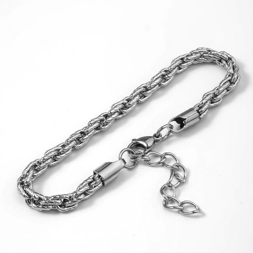 acero inoxidable 304 Pulsera, con 5cm extender cadena, pulido, Joyería & unisexo, color original, 220x6mm, Vendido por UD