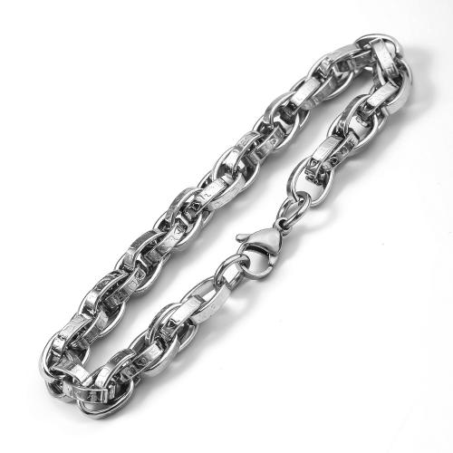 acero inoxidable 304 Pulsera, pulido, Joyería & para hombre, color original, 220x8mm, Vendido por UD