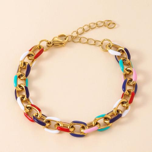 acero inoxidable 304 Pulsera, con 1.97inch extender cadena, chapado en color dorado, Joyería & para mujer & esmalte, más colores para la opción, longitud:aproximado 6.7 Inch, Vendido por UD