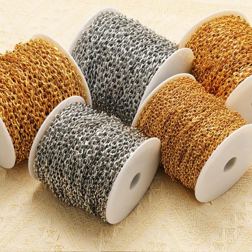 Chaîne ovale en acier inoxydable, Acier inoxydable 304, Placage de couleur d'or, DIY, plus de couleurs à choisir, Vendu par m[