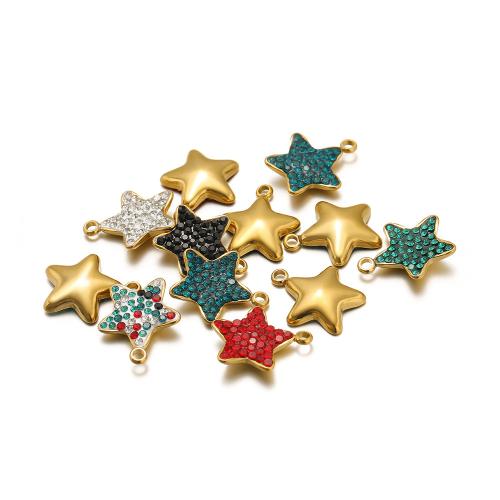 Pendentifs en acier inoxydable strass, Acier inoxydable 304, Placage de couleur d'or, DIY & avec strass, plus de couleurs à choisir Vendu par sac