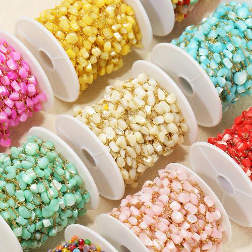 Edelstein Perlen Kette, 304 Edelstahl, mit Muschel, goldfarben plattiert, DIY, keine, verkauft von m