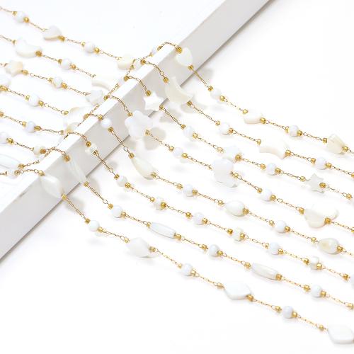 Edelstein Perlen Kette, 304 Edelstahl, mit Muschel, goldfarben plattiert, DIY, keine, verkauft von m