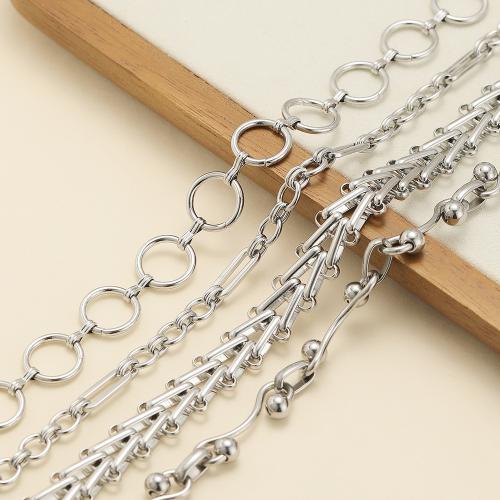 Bijoux chaîne en acier inoxydable, Acier inoxydable 304, Placage de couleur d'or, DIY, argent, Vendu par m