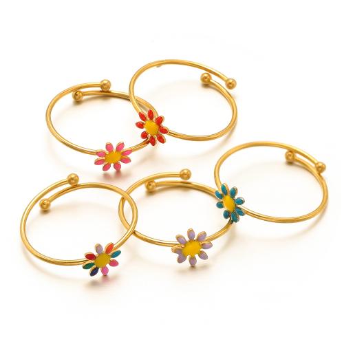 Émail Bague en Acier inoxydable , Acier inoxydable 304, Placage de couleur d'or, bijoux de mode & émail, plus de couleurs à choisir Vendu par sac