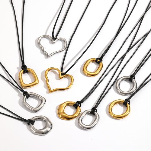 Collier de bijoux en acier inoxydable, Acier inoxydable 304, avec corde de cire, Placage, bijoux de mode, plus de couleurs à choisir, Vendu par PC