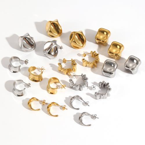 Boucle en acier inoxydable, Acier inoxydable 304, Placage, bijoux de mode, plus de couleurs à choisir, Vendu par paire