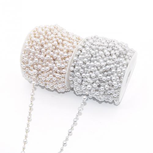 Cadena de cuentas de piedras preciosas, Perlas plásticas, con metal, chapado, Bricolaje, más colores para la opción, Vendido por m