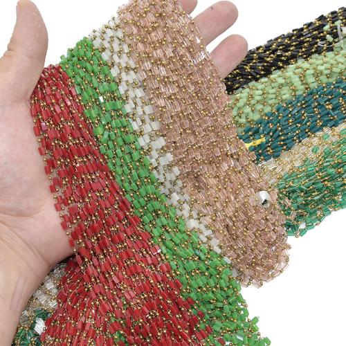 Cadena de cuentas de piedras preciosas, metal, con Cristal, Bricolaje, más colores para la opción, 20m/Grupo, Vendido por Grupo