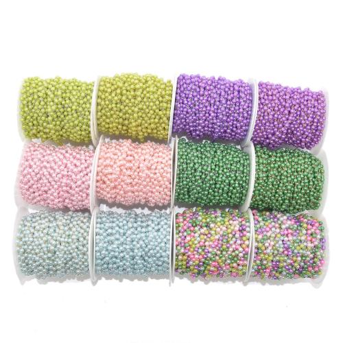 Cadena de cuentas de piedras preciosas, Perlas plásticas, con metal, chapado, Bricolaje, más colores para la opción, 4mm, Vendido por m