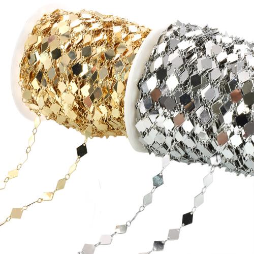 Cadena Decorativa de Metal, Rombo, chapado, Bricolaje, más colores para la opción, 9x6mm, Vendido por m