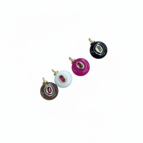 Edelstein Messing Anhänger, mit Messing, rund, plattiert, DIY, keine, 12x12mm, verkauft von PC