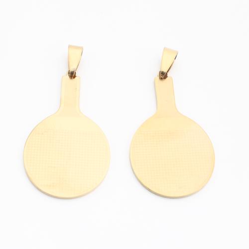 Кулоны из нержавеющей стали, Нержавеющая сталь 304, Настольный теннис ракетка, плакирован золотом, DIY, Золотой продается PC