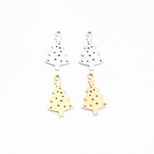 Hueco de acero inoxidable colgante, acero inoxidable 304, Árbol de Navidad, chapado, Bricolaje, más colores para la opción, 18x11x1mm, Vendido por UD