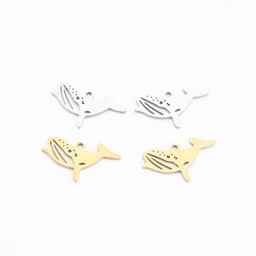 Stainless Steel Animal Pendants, 304 Stainless Steel, Whale, plated, DIY & hollow [