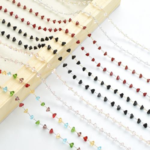 Cadena de cuentas de piedras preciosas, metal, con Cristal, chapado, Bricolaje, más colores para la opción, 4mm, Vendido por m