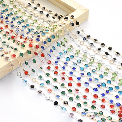 Cadena de cuentas de piedras preciosas, metal, con Taladro de vidrio, chapado, Bricolaje, más colores para la opción, 6mm, Vendido por m
