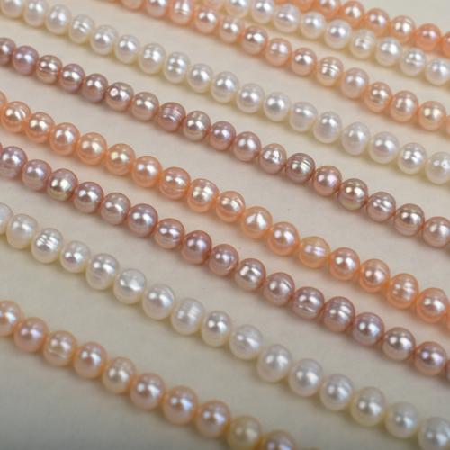 Natural Freshwater Pearl Loose Beads, Slightly Round, DIY 5-6mm cm 