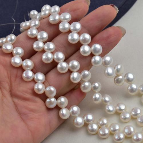 Natural Freshwater Pearl Loose Beads, Slightly Round, DIY, white, 8-9mm cm 